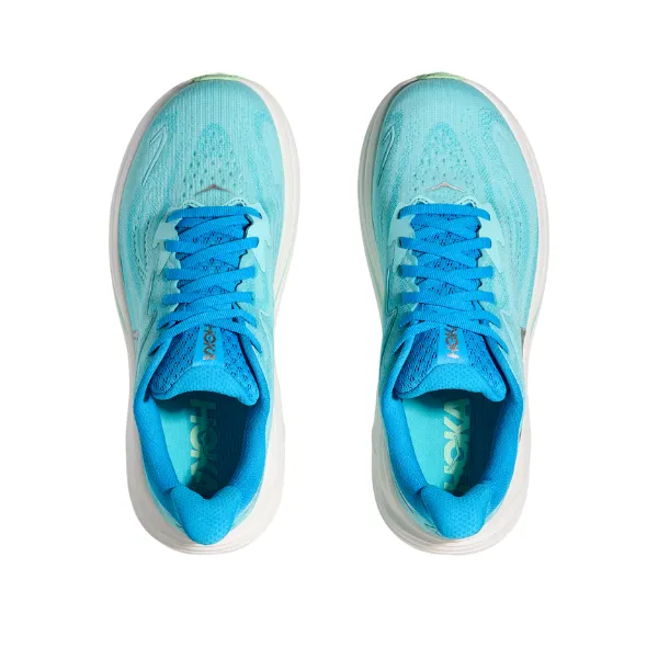 Hoka Women's Clifton 10 Wide Blue/White Trail Running Shoes