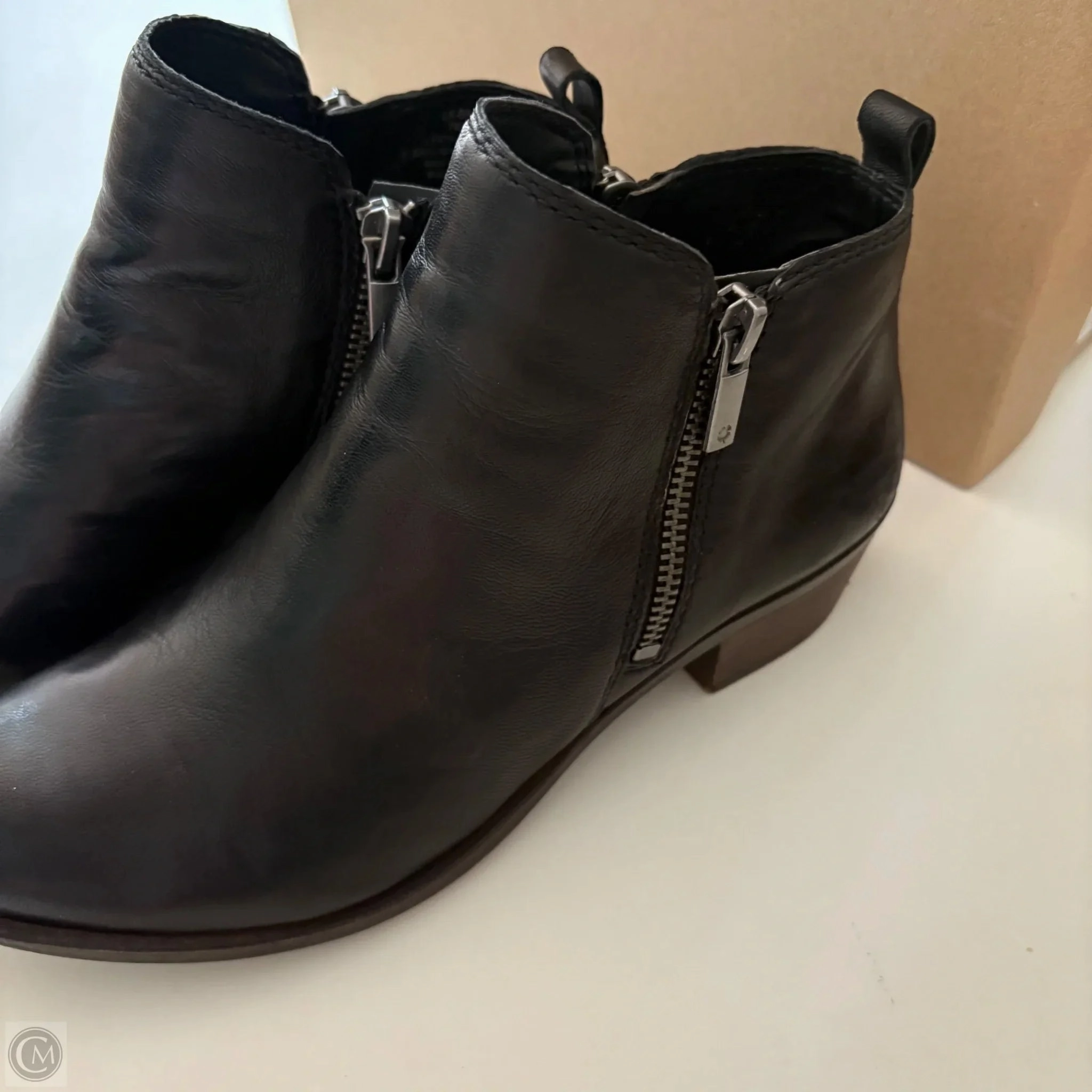 Distressed Leather Ankle Boots Boots Ankle Heels By Lucky Brand In Black, Size: 7