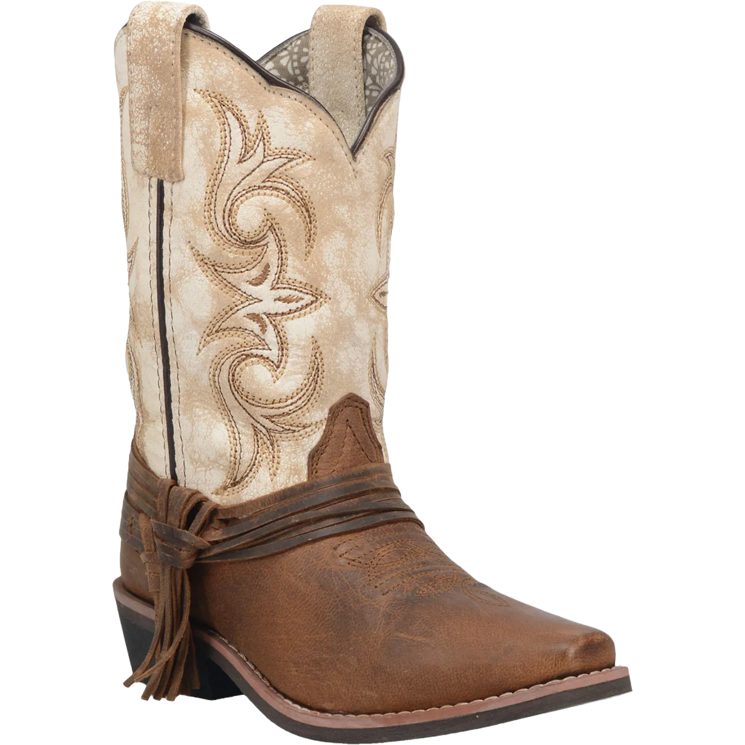 Dan Post Girl's Lil Myra Brown And White Western Boots DPC2911 Short Moon Boots