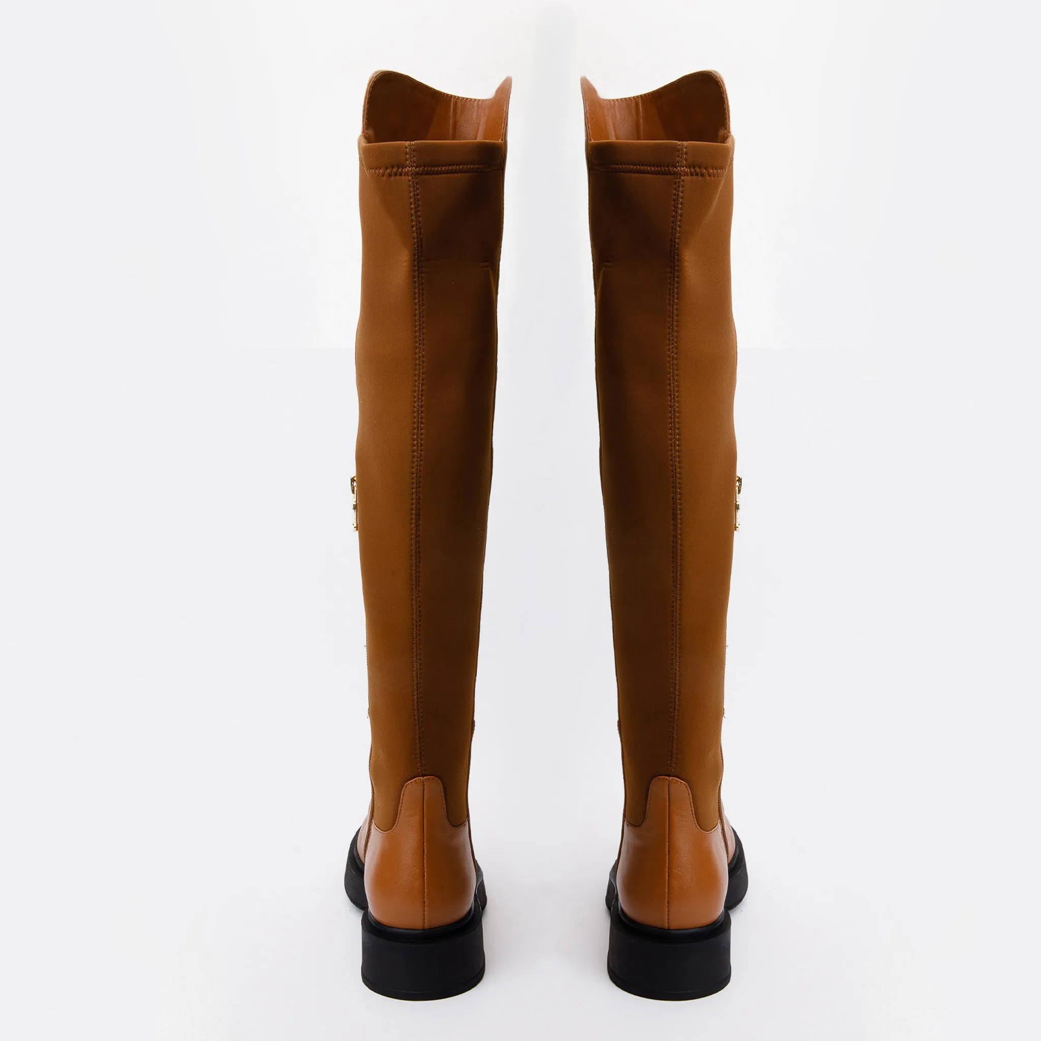 The  Harmony Belle Tan Leather Knee High Women Boot High Heel Boots Knee High