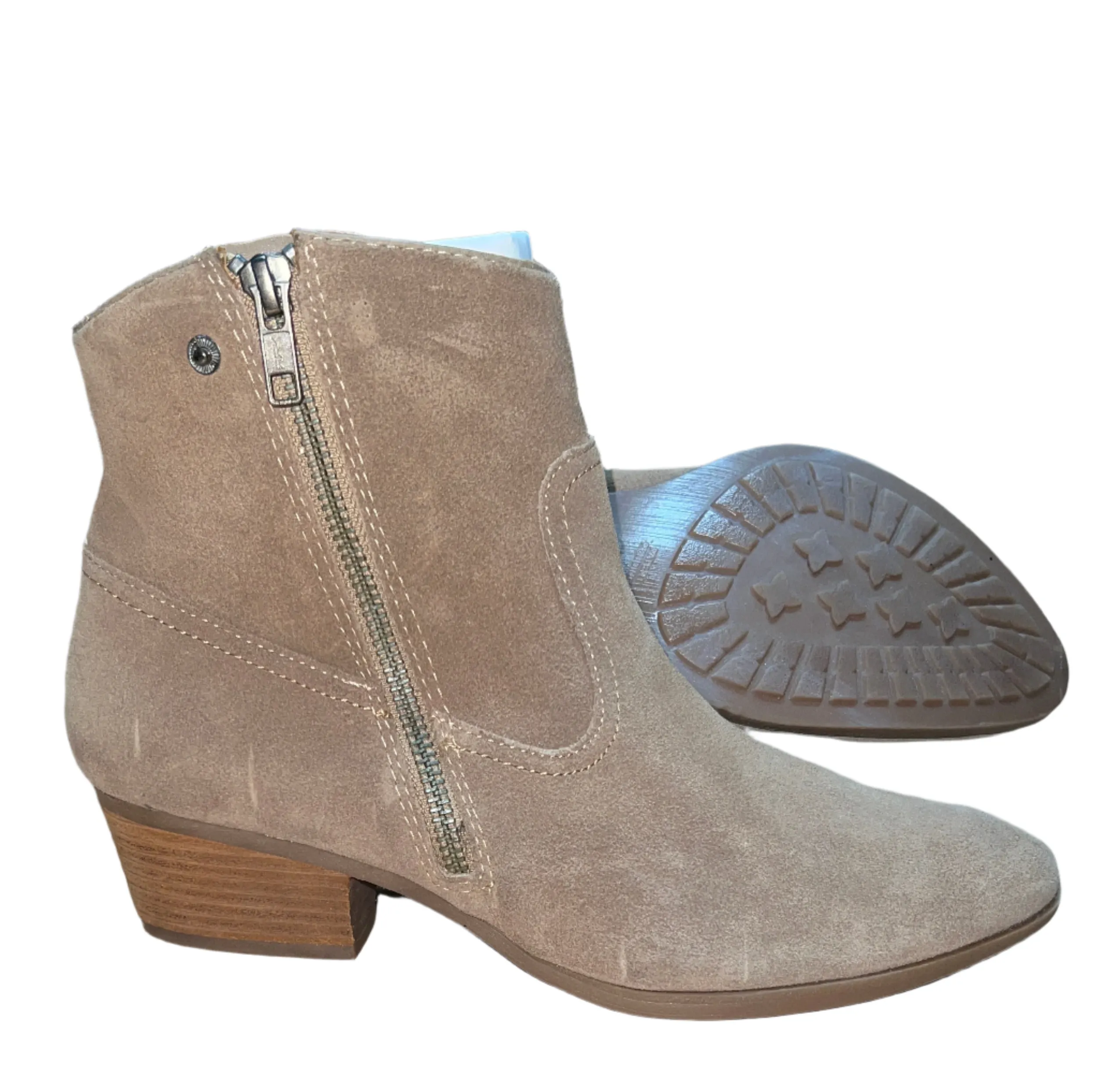 Split Leather Ankle Boots Sofft Womens Padma  Western  Bootie Taupe Velour Suede Stone  8M