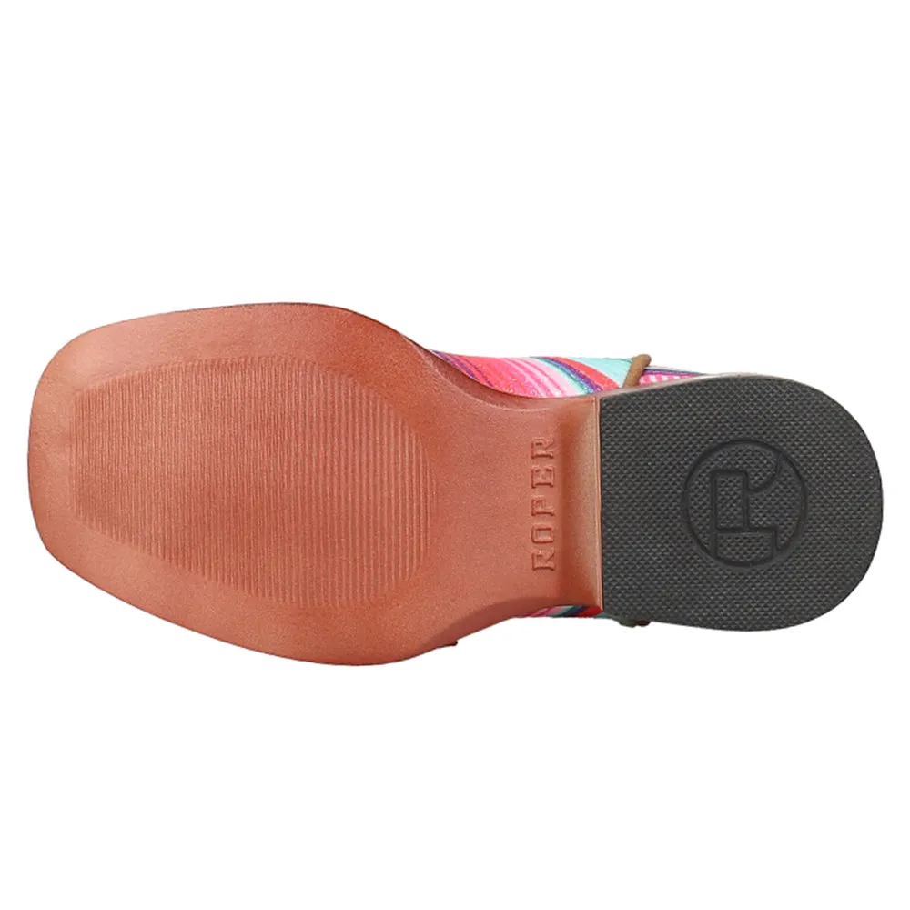 Glitter Serape Striped Embroidered Square Toe Cowboy Boots (Youth) Boots On The Ground: Where Them At