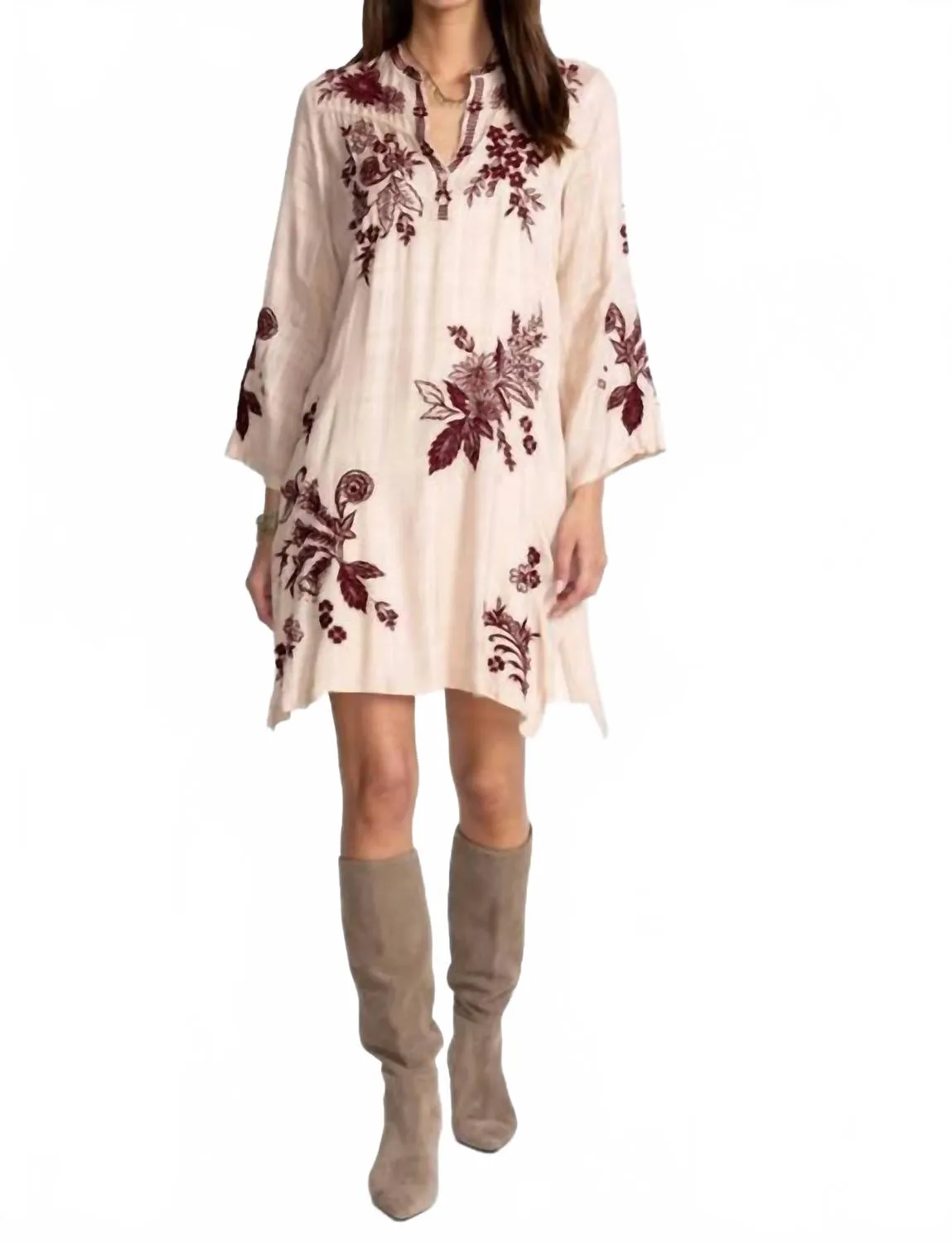 Aquijio Western Piped Yoke Dress In Zion Ivory Ariat Snow Boots