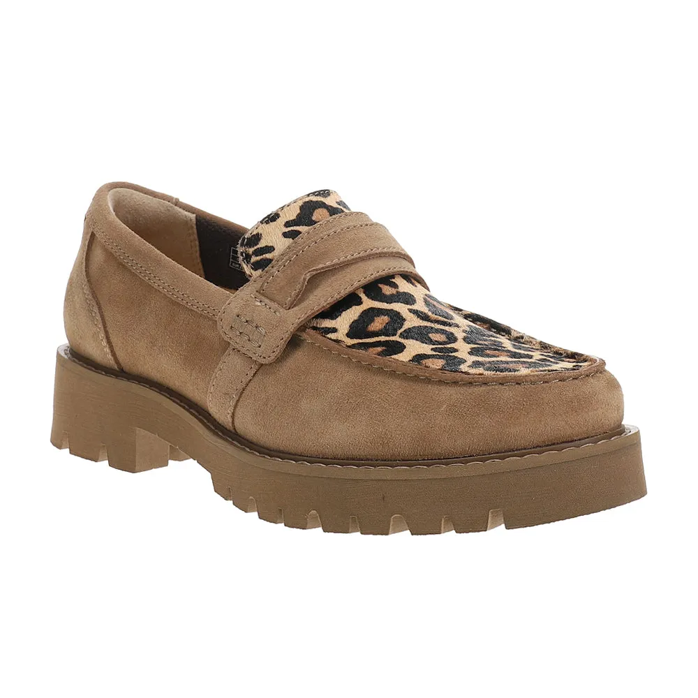 Stratford Leopard Lug Sole Slip On Loafers Heels Loafers
