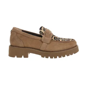 Stratford Leopard Lug Sole Slip On Loafers Loafers Toe Split