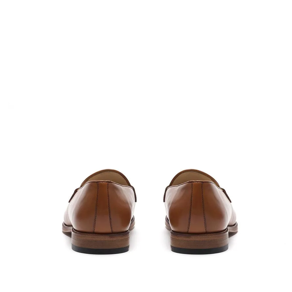 Shearling Lined Loafers Cognac Calf Web Stripe Loafer