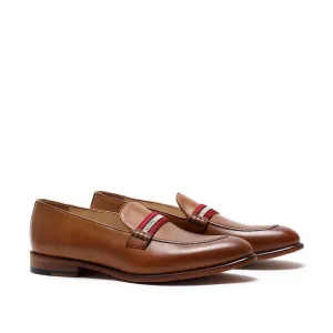 Cognac Calf Web Stripe Loafer Western Loafers