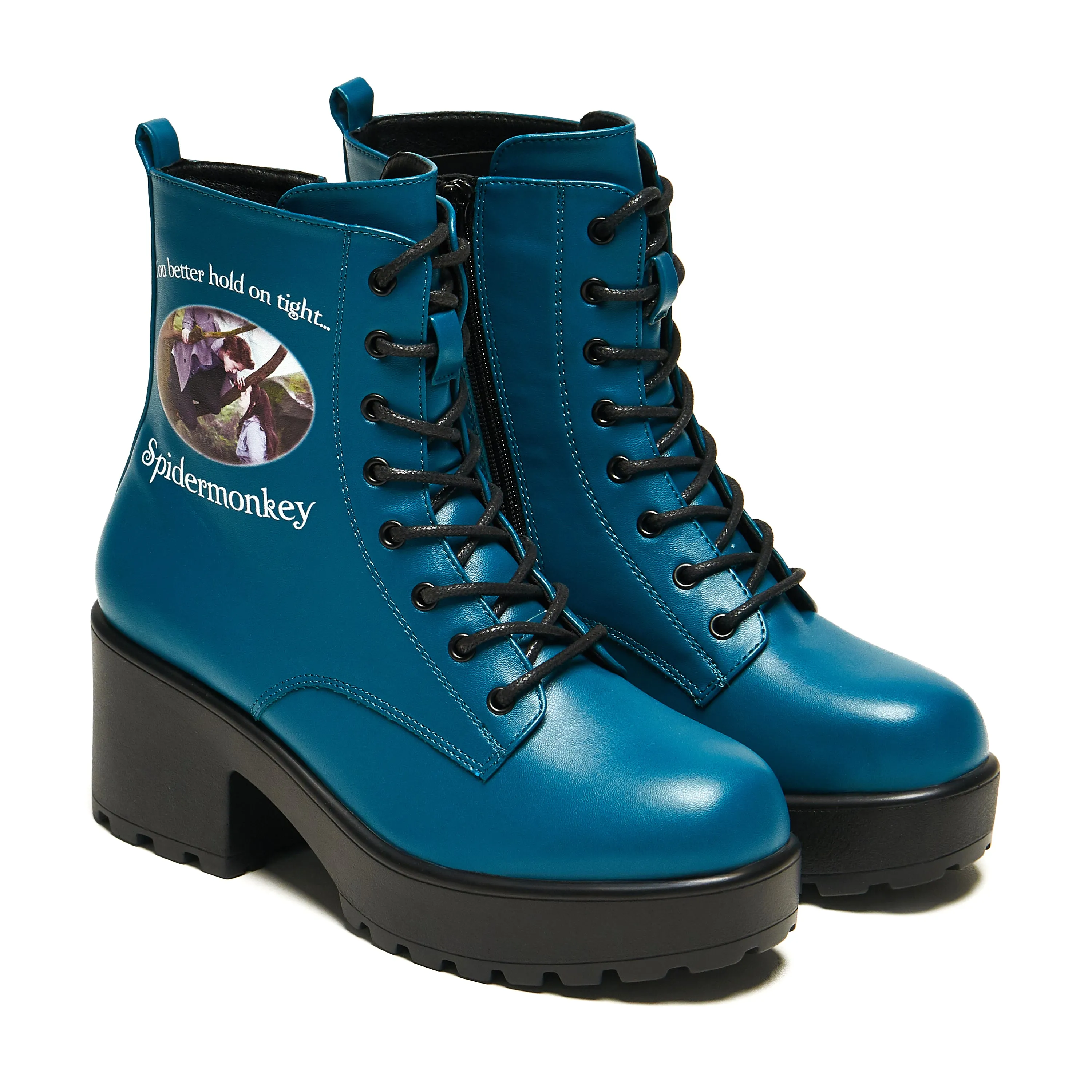 Spidermonkey Military Teal Boots Ankle High Work Boots