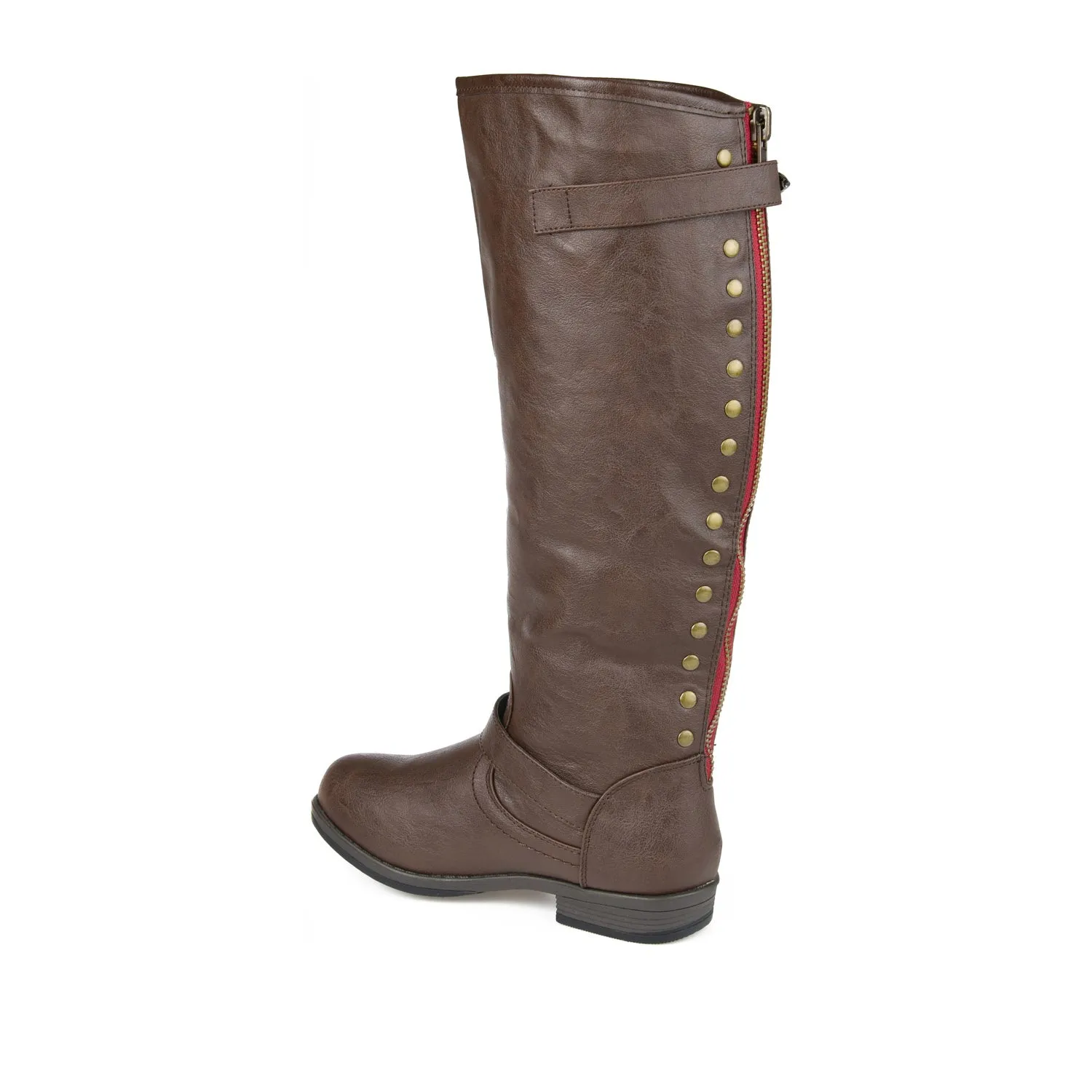 Knee High Leather Wedge Heel Boots SPOKANE RIDING BOOTS IN VEGAN LEATHER