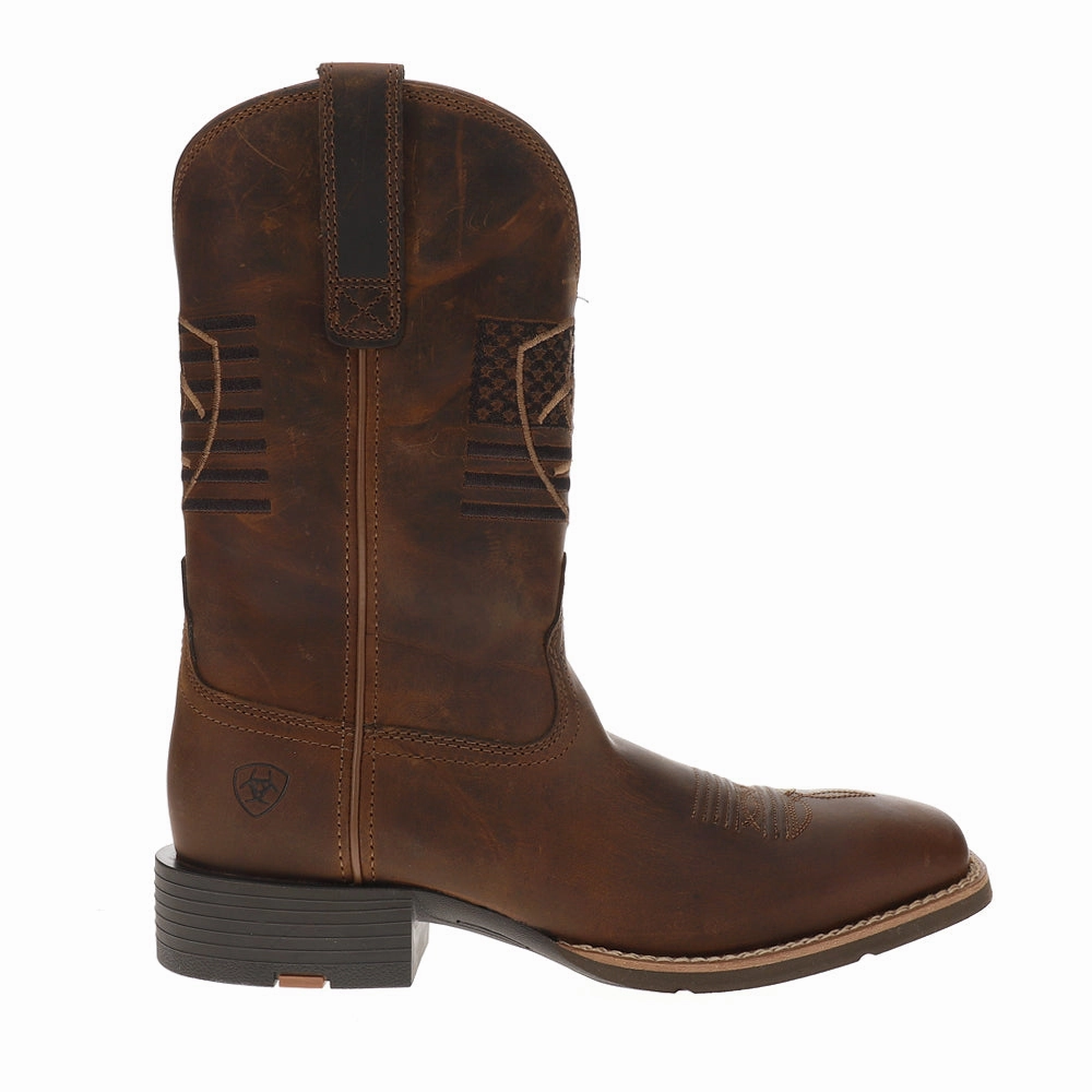 Flat Pointed Toe Boots Sport Freeedom Embroidered Patriotic Square Toe Cowboy Boots