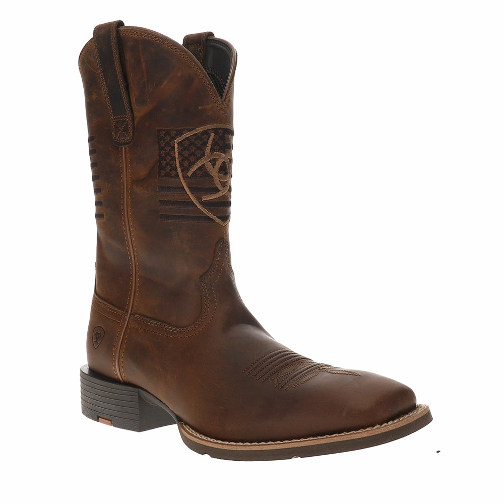 Forest Fire Fighting Boots Sport Freeedom Embroidered Patriotic Square Toe Cowboy Boots