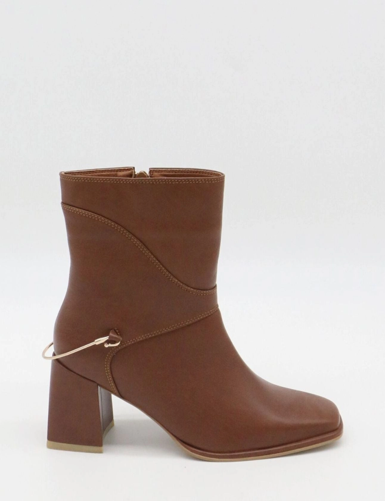 Amanda heeled ankle boot in brown leather women's shoes Leo Ankle Boots