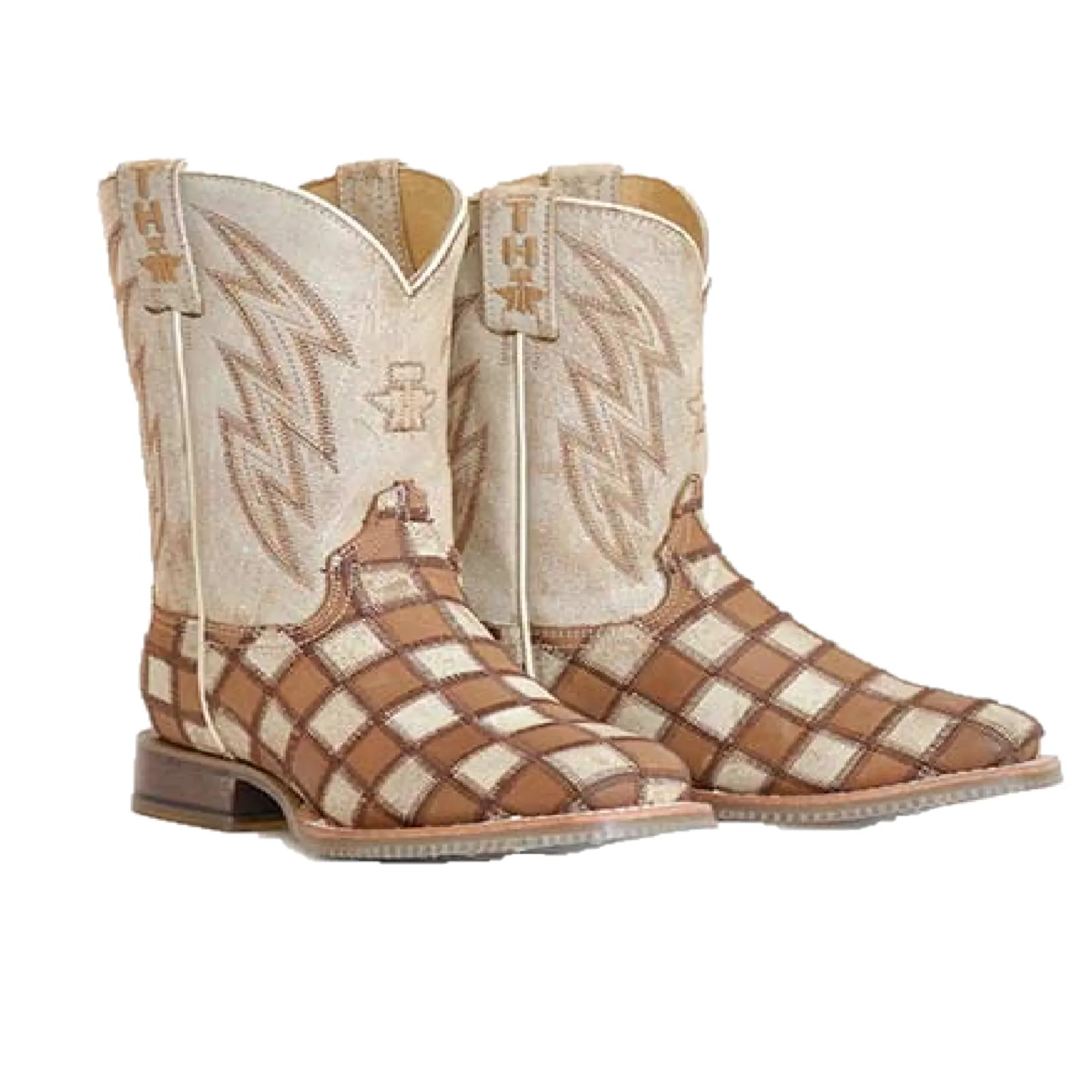 Martens Floral Boots Tin Haul Children's Emoji Sole Cognac Brown Boots 14-018-0077-0875