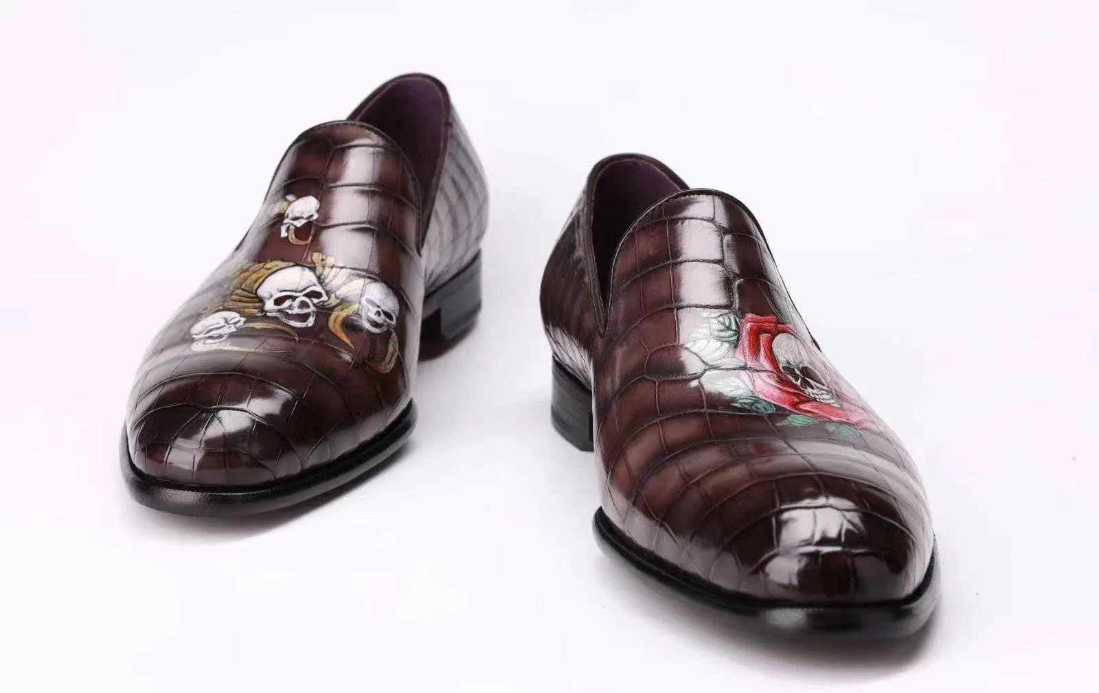 Slip On Booties Slip On Boots Work Slip On Boots Slip On Motorcycle Exhaust Pipes Slip On Mule Slip On Mule Crocodile Shoes Men's Slip On Loafer Shoes, Genuine Crocodile Leather Casual Dress Shoes With Printing