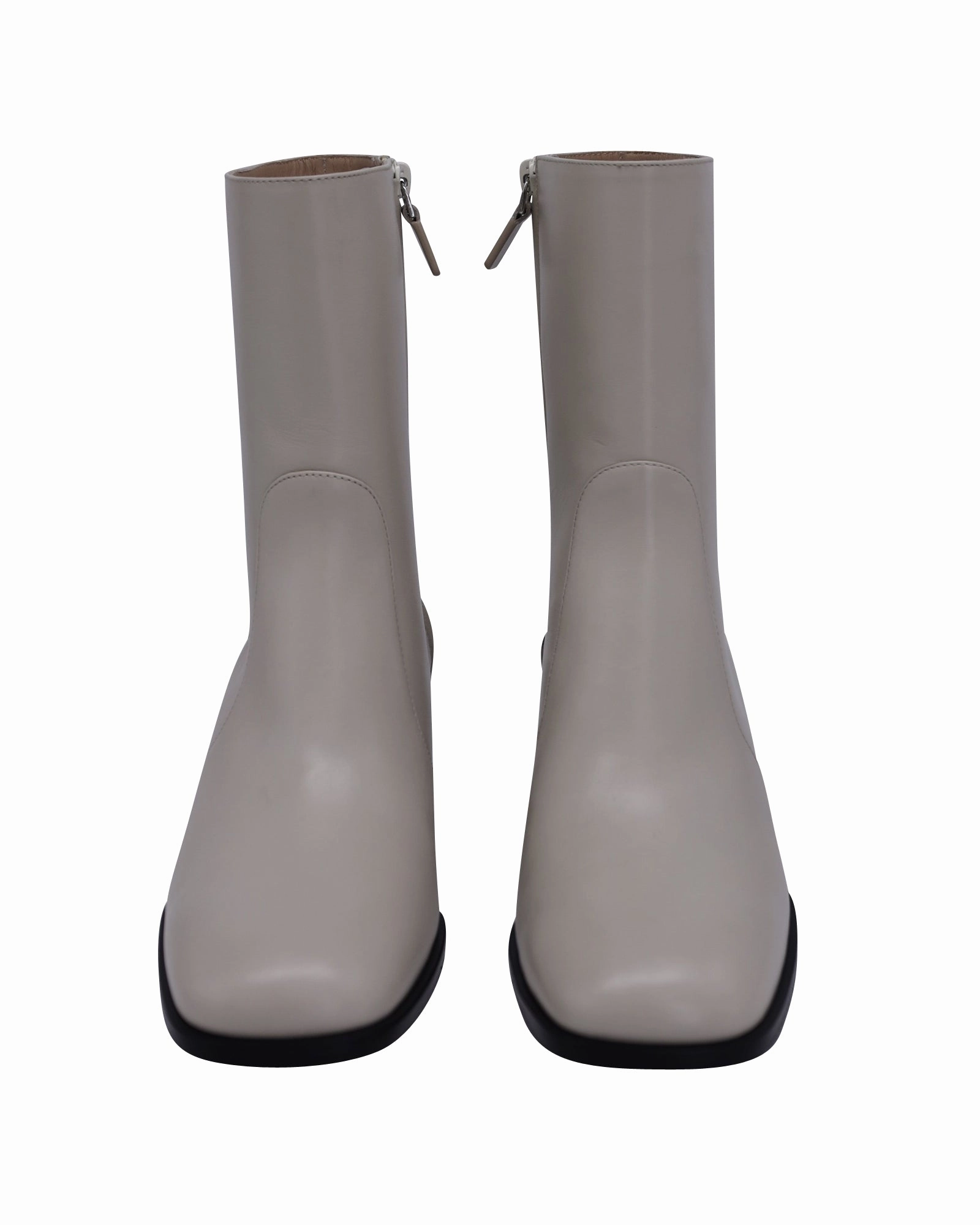 Stuart Weitzman Nola Zipped Booties in Cream Leather Light Hunting Boots