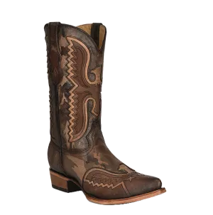 Corral Men's Eagle Inly & Embroidered Brown Camo Snip Toe Boots C3986 Manitobah Boots