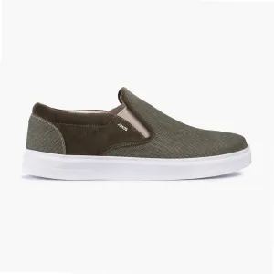 Comfortable Slip On Shoes Men's Khaki Linen Slip-On Sneaker