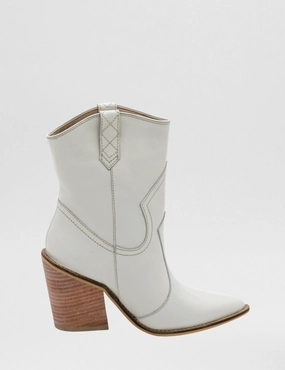 Strength western cowboy boots in off white leather womens shoes Ds Knee High Boots