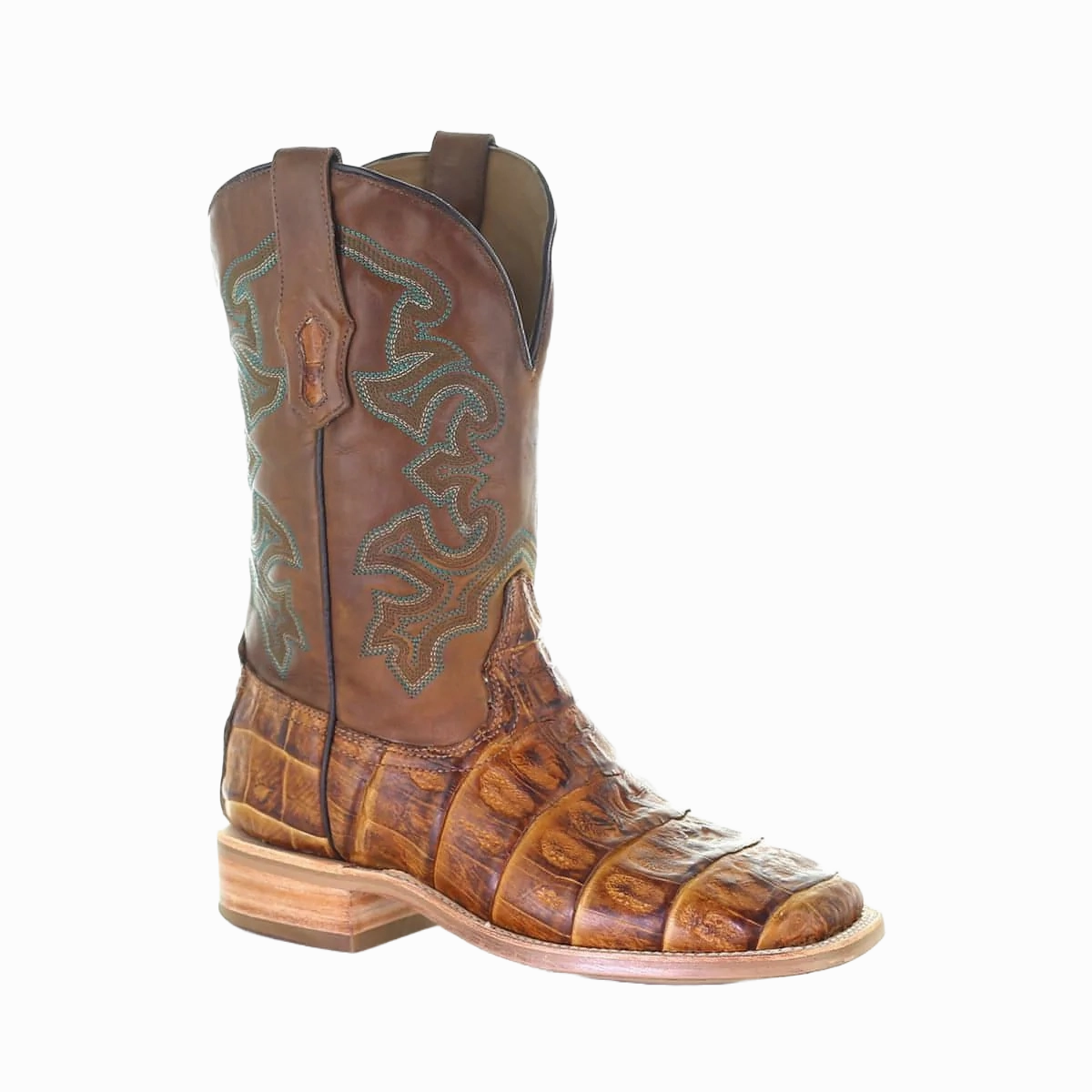 Corral Men's Antique Saddle Caiman Leather Boots A4055 Leather Heeled Ankle Boots