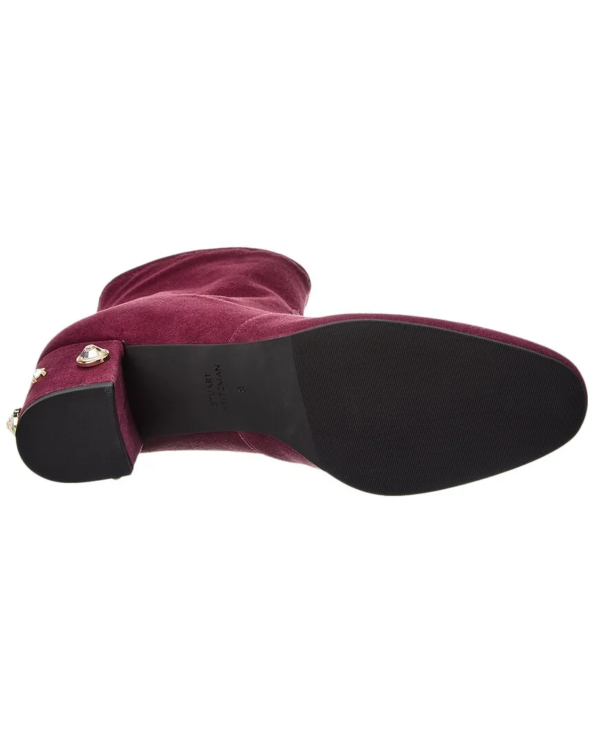 Stuart Weitzman Allshine 60 Suede Bootie Silver Dress Boots