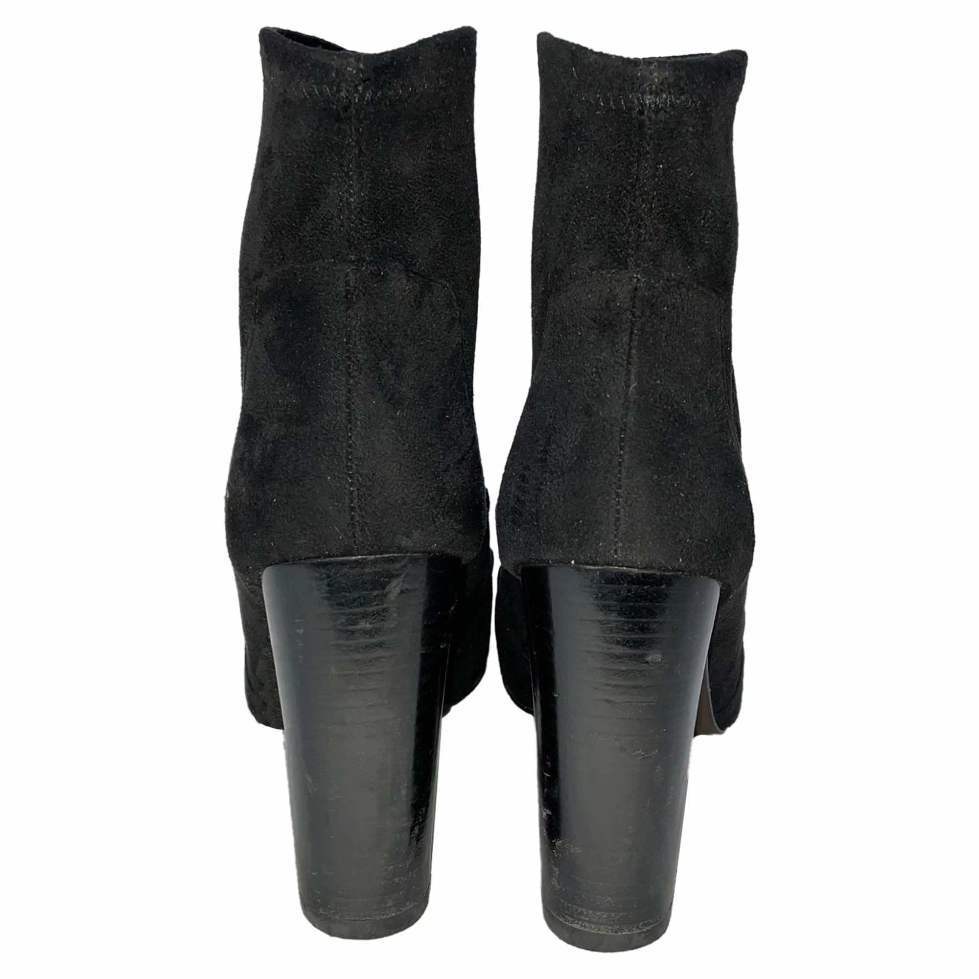 Roxy Ankle Boots Stuart Weitzman Suede Chain-Link Accents Ankle Boots in Black Suede