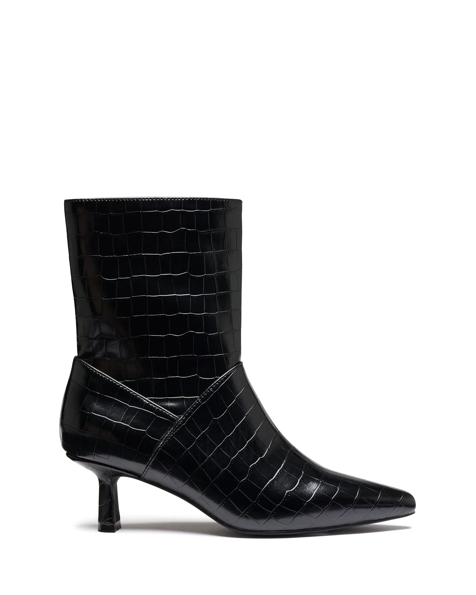 Kacee Ankle Boot Black Croc Ankle Boots Lug Sole