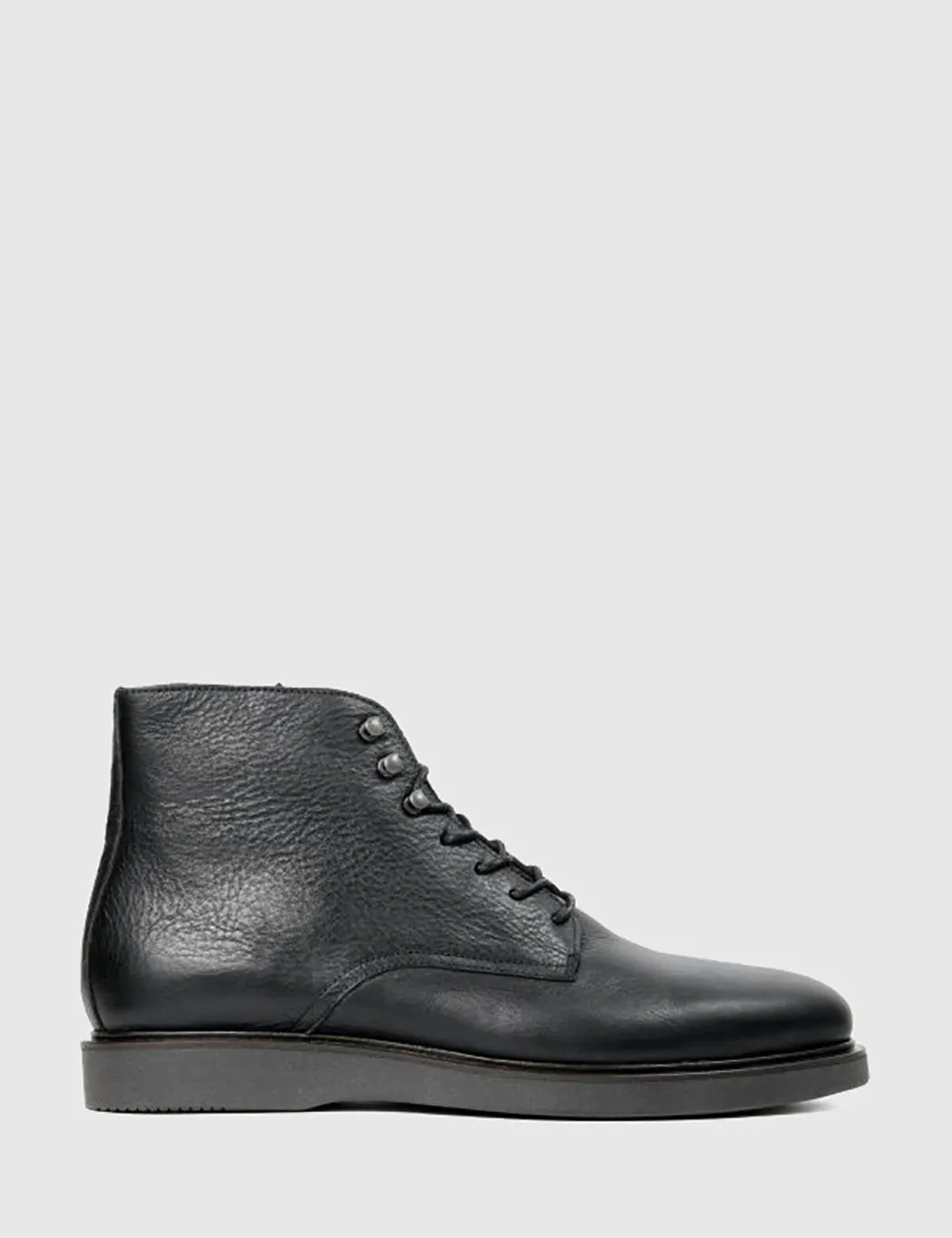 Hudson Aldford Ankle Boots (Leather) - Black Lace Up Boots Flat