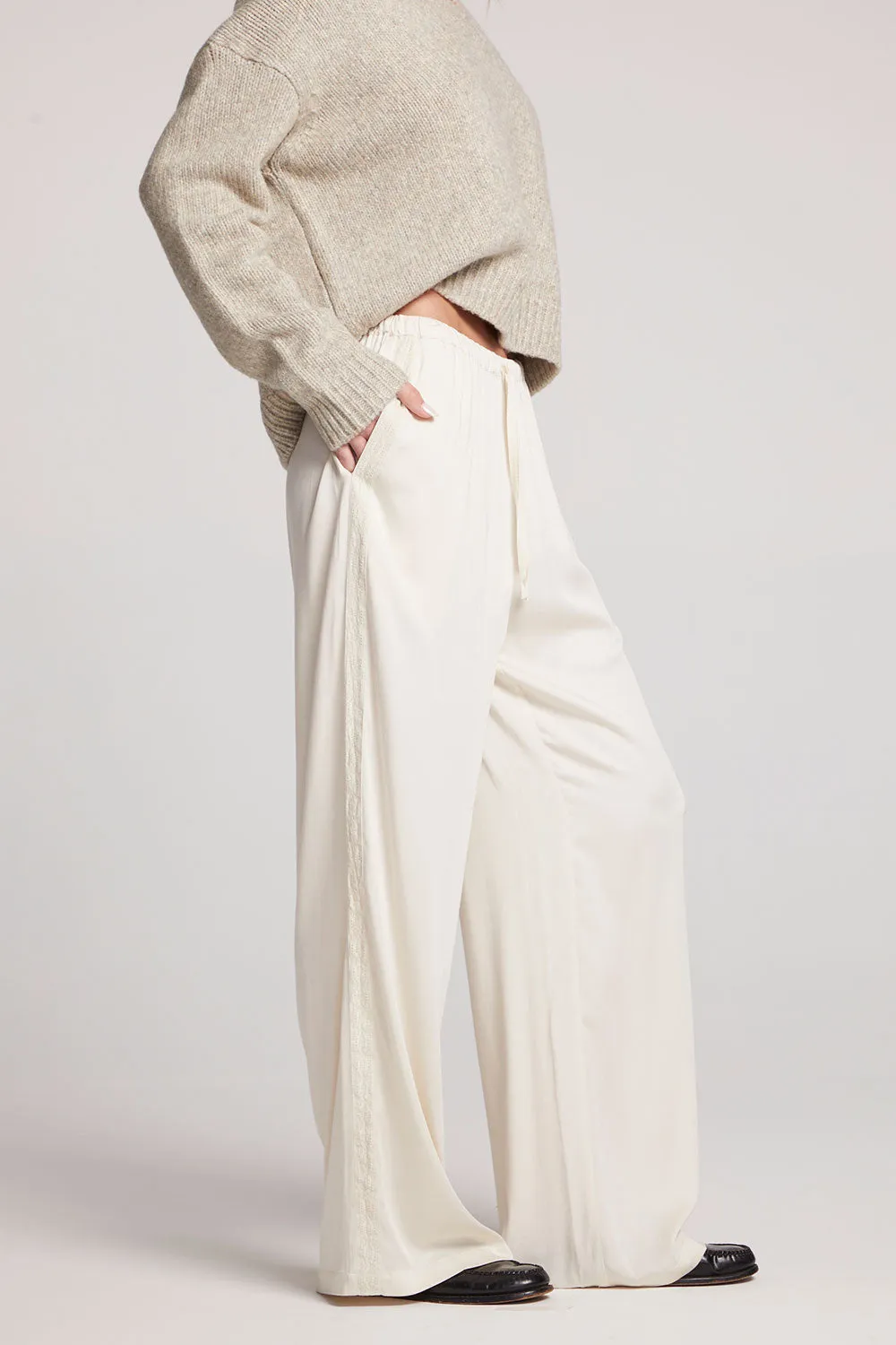 Leee Starry White Trousers Stiletto Knee Boots