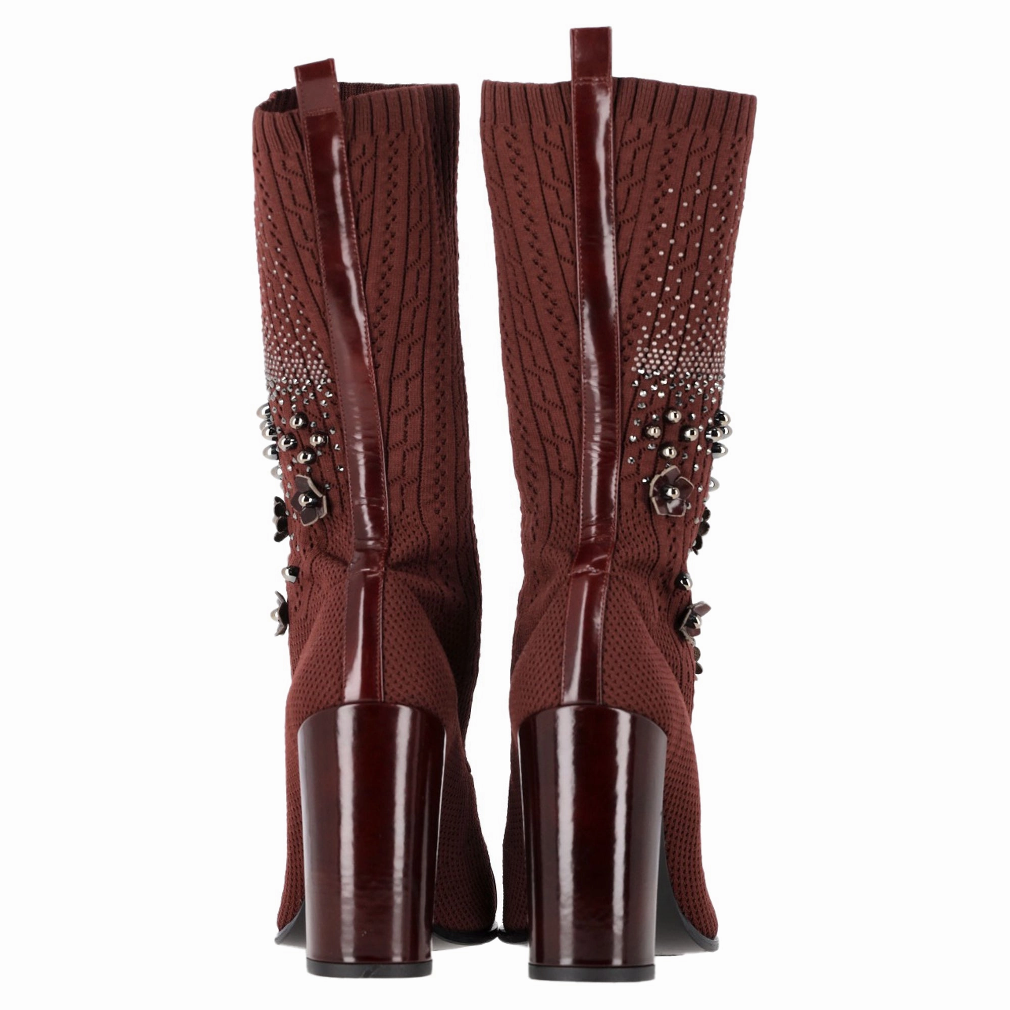 Ankle Boots With Stars On Them Stuart Weitzman Embellished Knitted Sock Ankle Boots in Brown Wool