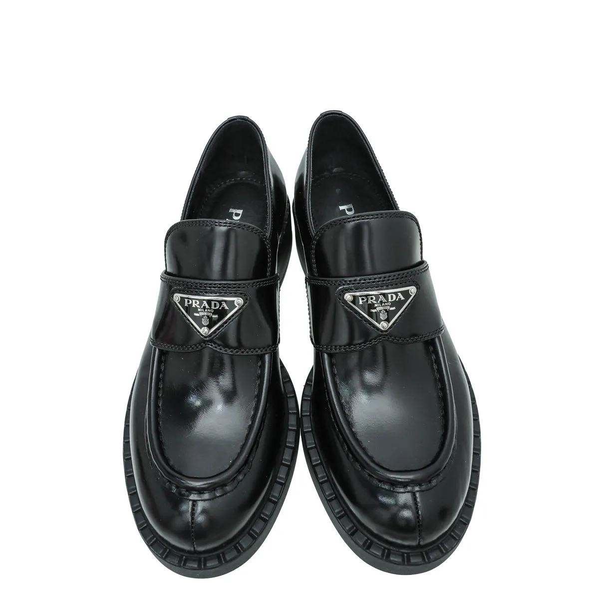Penny Loafers No Socks Prada Black Brushed Chocolate Loafers 38