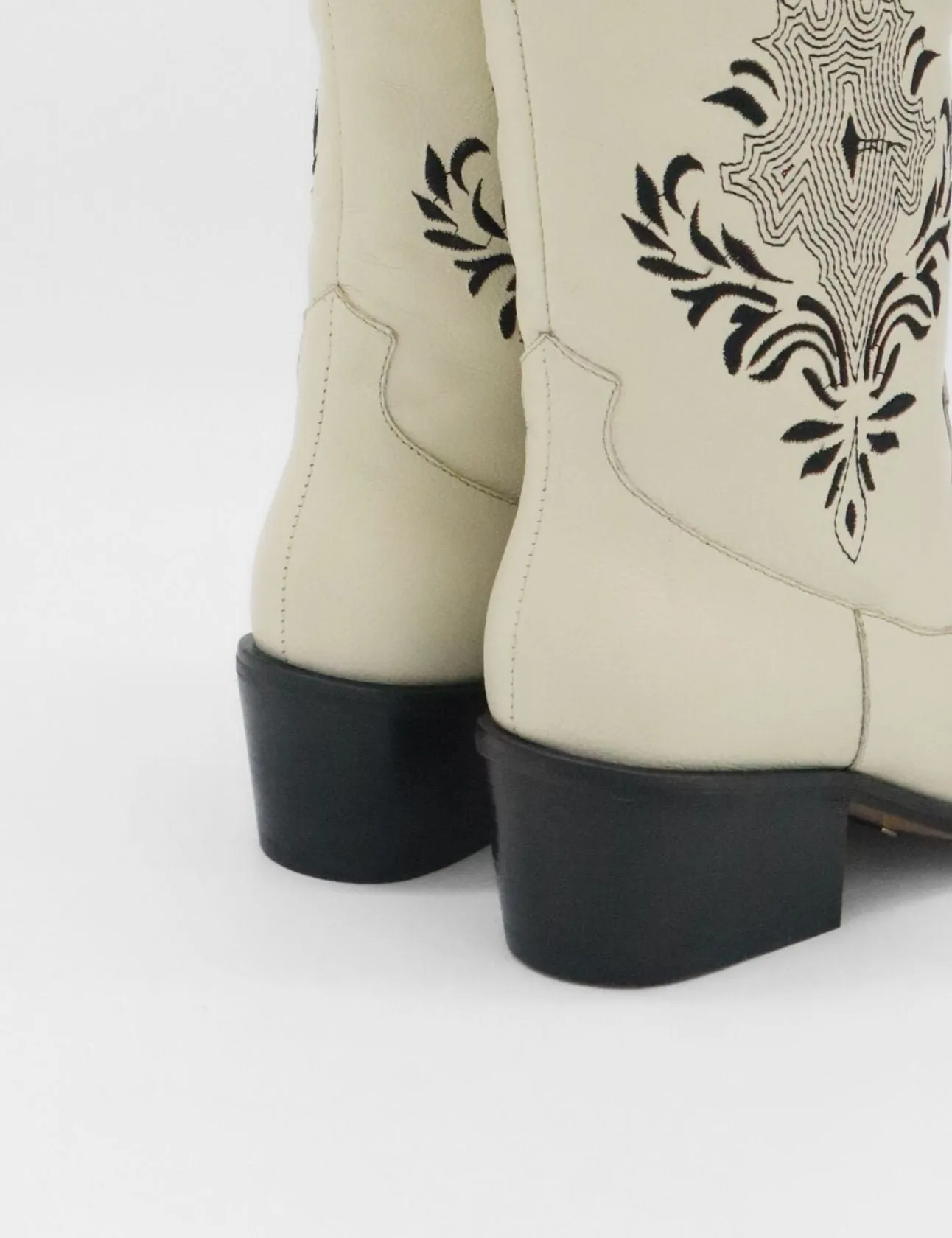 Knox western cowboy boots in off-white leather women's shoes Best Leather Conditioner For Boots