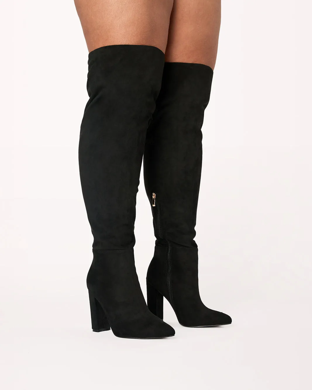MOSCOW CURVE - BLACK SUEDE Boots Bow Back