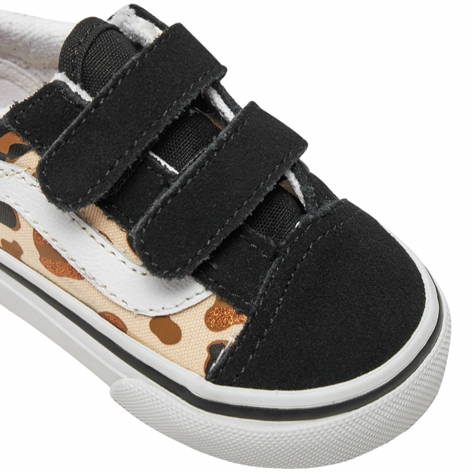 Vans scarpa sneakers da bambina Old Skool V leopardata glitter VN0009RCYS81 nero-marrone Flower Sneakers