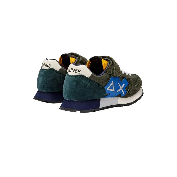 Sun68 scarpa sneakers da ragazzo con laccio elastico e velcro Jaki Solid Z43313K 74 verde militare scuro Giorgio Brutini Sneakers
