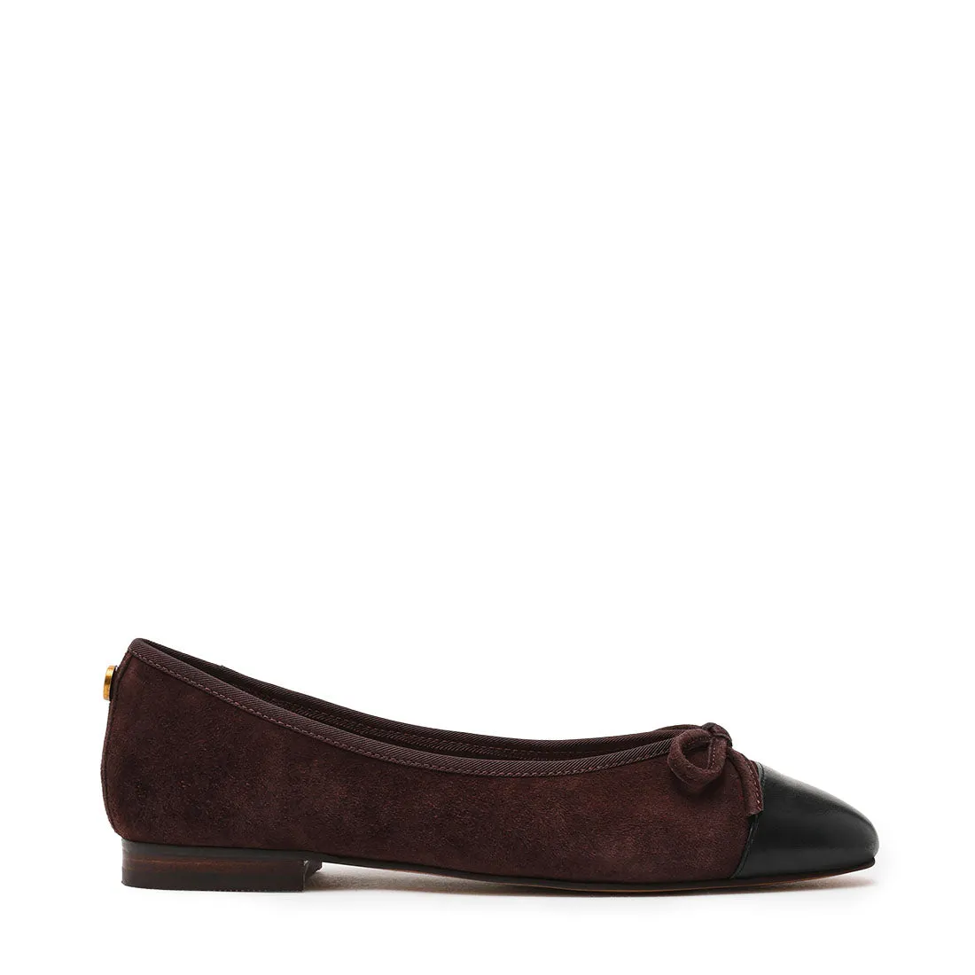 Ellison Flat Shoe GROUND COFFEE SUEDE Toe Square Flat Office Shoes