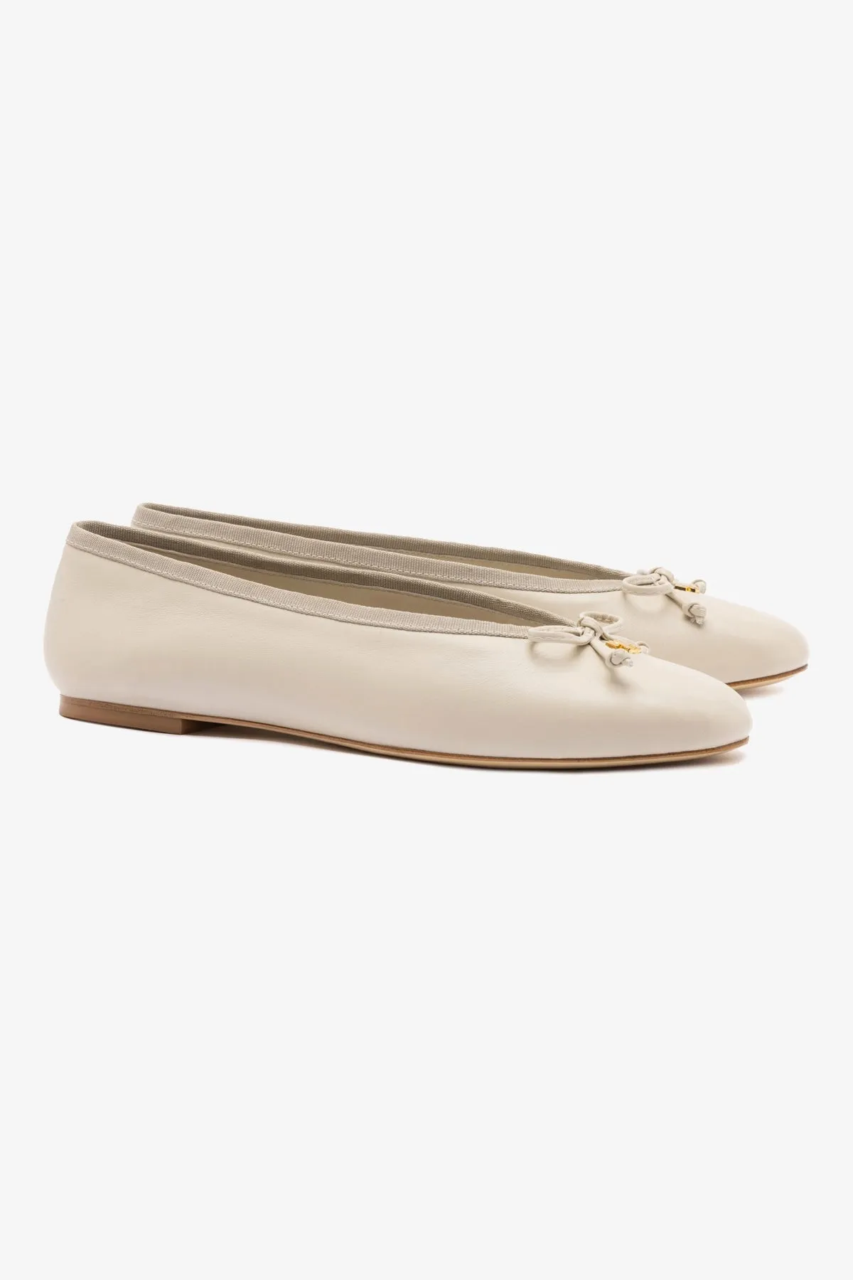Pavlova Ballet Flat In Mushroom Grey Leather Hard Sole Flat Shoes