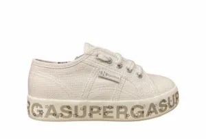 Superga scarpa sneakers da bambina con zeppa Lettering Printed S81152W AC4 bianco Best Sneakers For Bunions