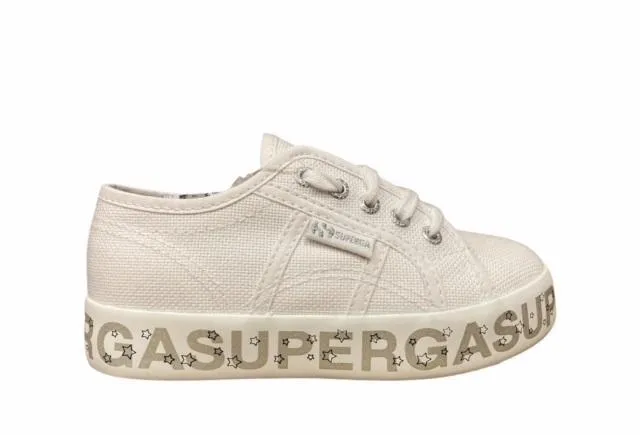 Superga scarpa sneakers da bambina con zeppa Lettering Printed S81152W AC4 bianco Em Sneakers