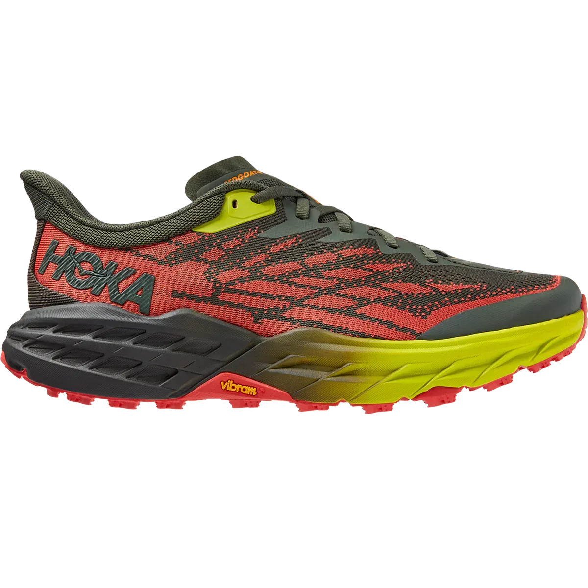 Dress Men's Hoka Speedgoat 5, Thyme/Fiesta, 10 D Medium