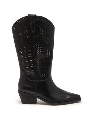 Maxine Cowboy Boot Black Tumbled Over The Knee Boots Large Calves
