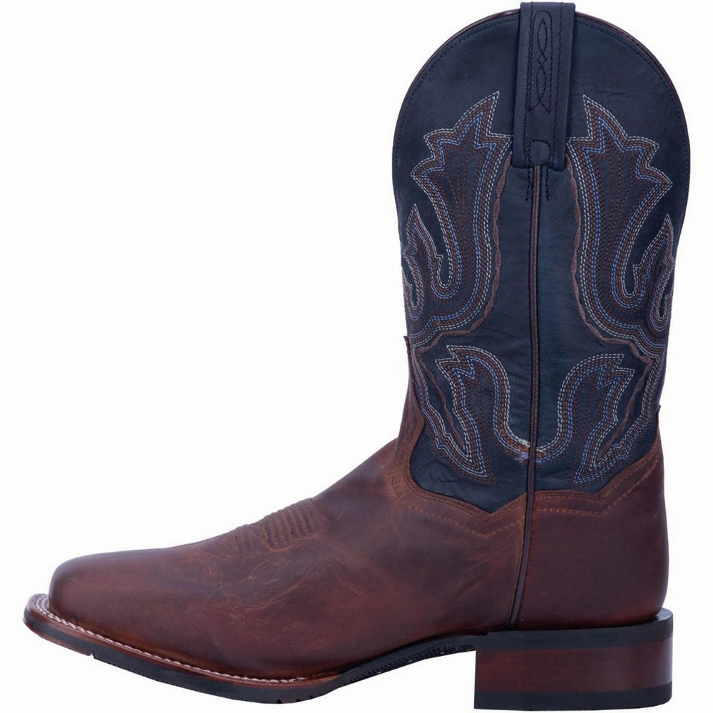 Short Heel Boots Winslow Embroidered Square Toe Cowboy Boots