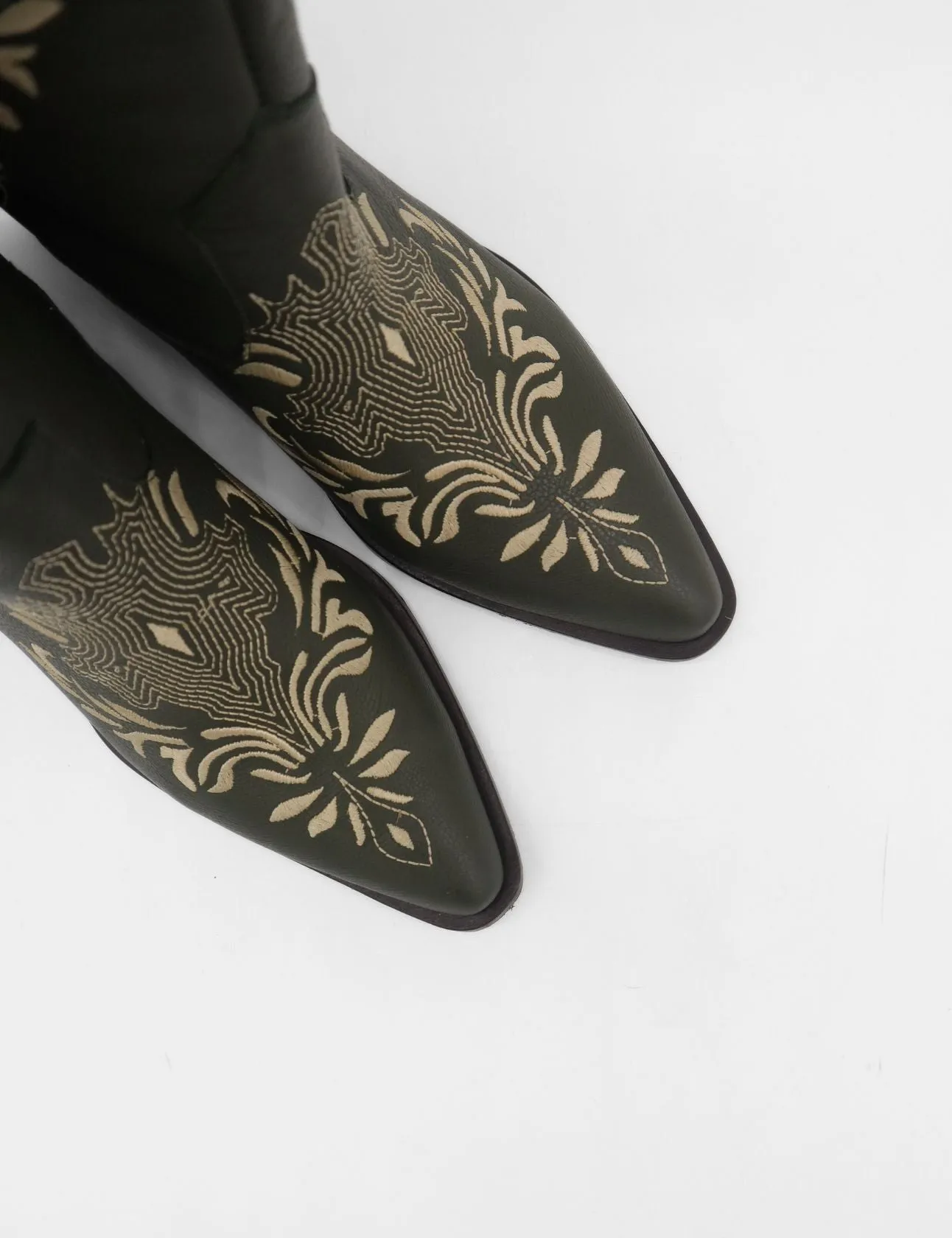 Knox western cowboy boots in olive leather women's shoes Boots Bikers