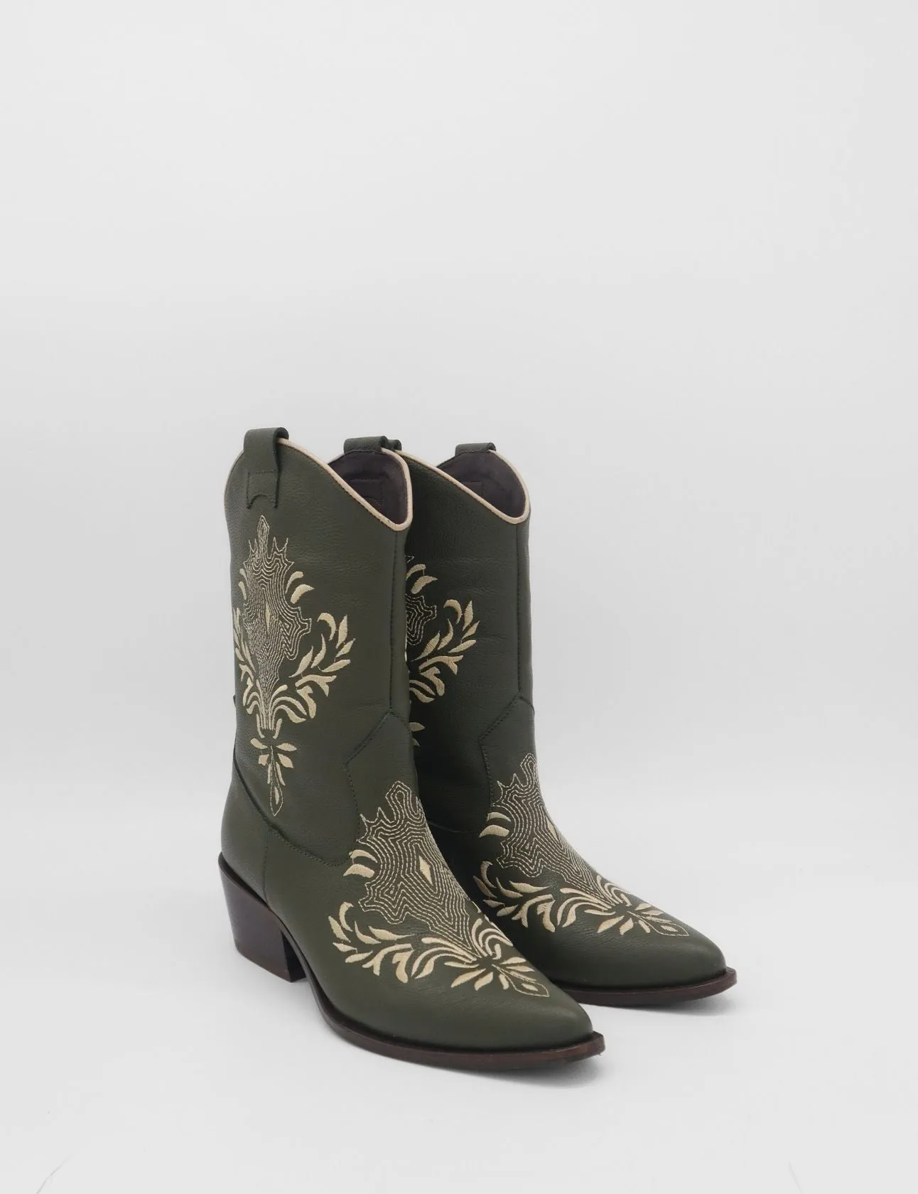 Knox western cowboy boots in olive leather women's shoes Dirt Motorcycle Boots