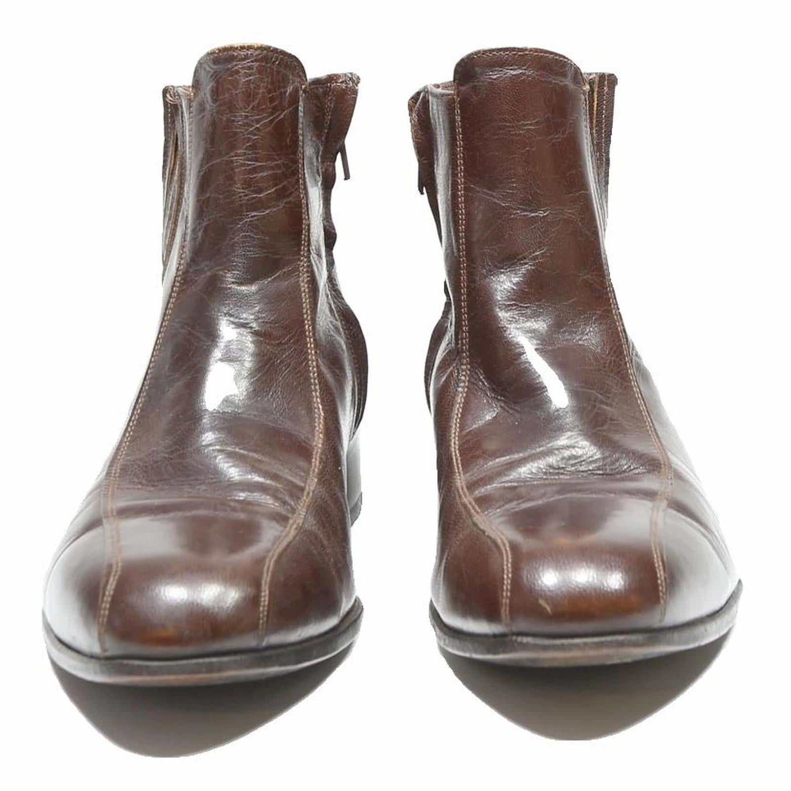 FLORSHEIM Womens Chelsea Boots Leather Brown UK 7.5 Elastic Side Panels Classic Boots Italien