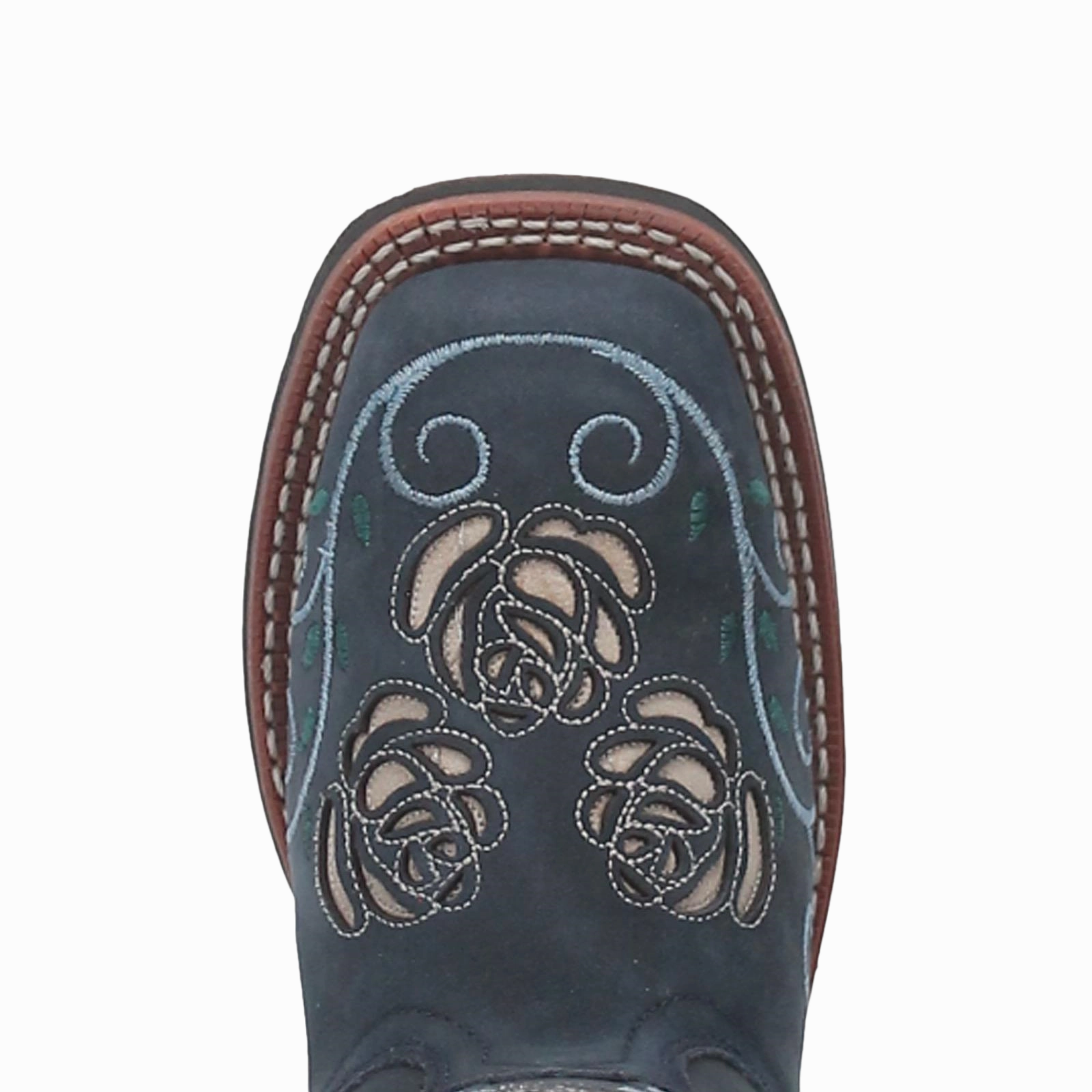 Water Boots Laredo Ladies Navy Willow Floral Square Toe Pull On Western Boots 5885