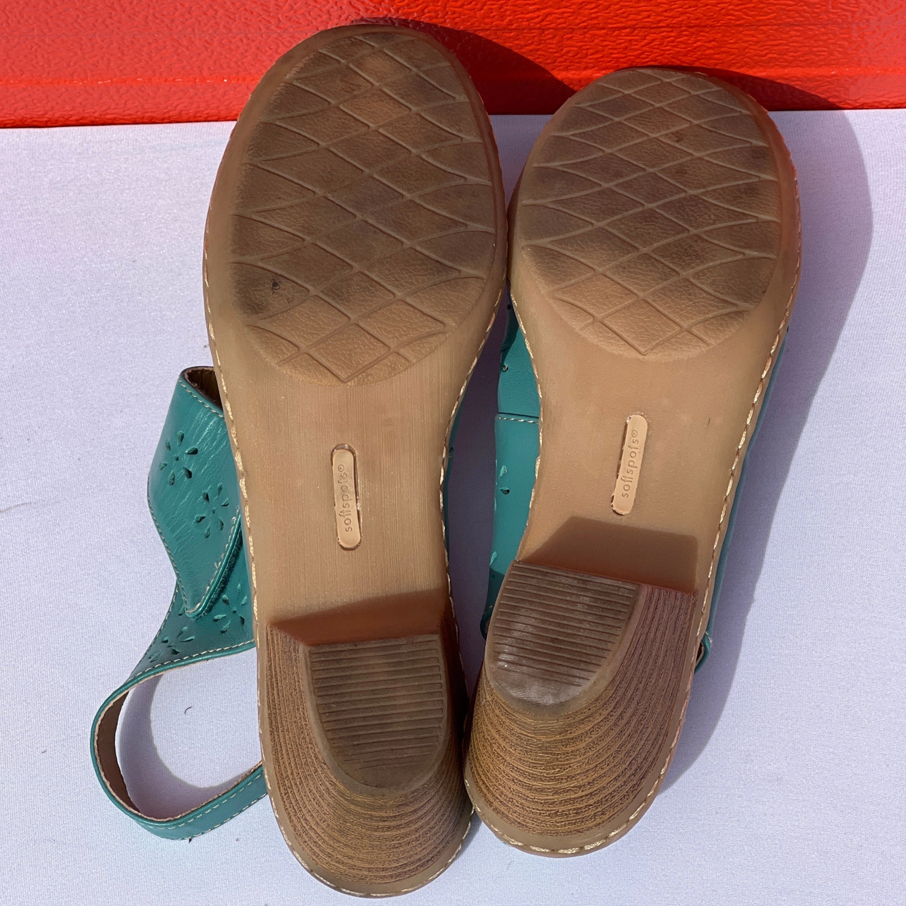 Womans Isola Bricen Signature Flat 8M Tan Leather Cherry Flats Shoes