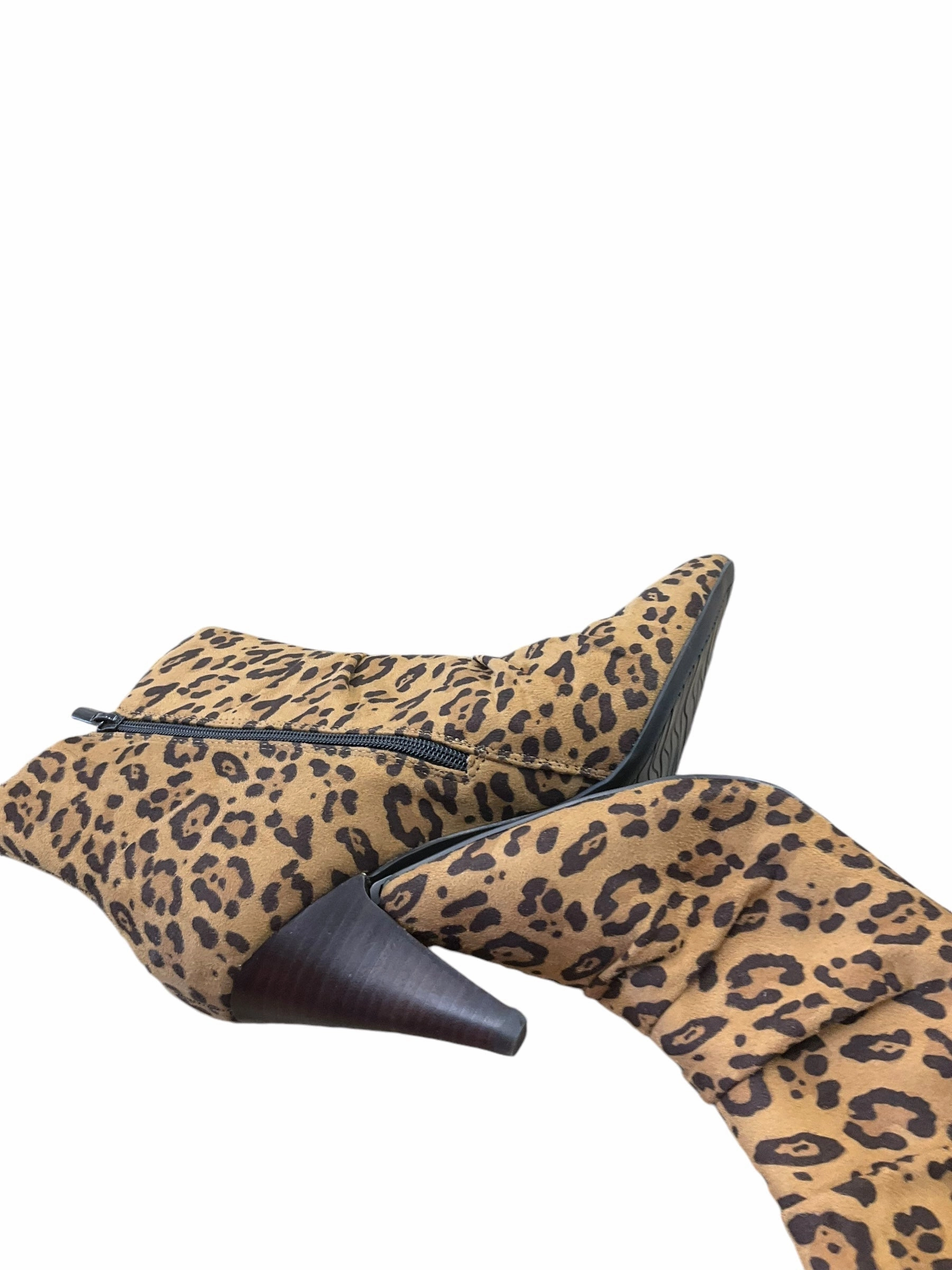 Boots Ankle Heels By Impo In Leopard Print, Size: 11 Vintage Low Heel Ankle Boots