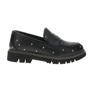 Penny Loafers In Spazzolato Leather Stud Muffin Studded Lug Sole Loafers