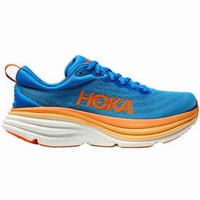 Men's Hoka Bondi 8, Coastal Sky/Vibrant Orange, 9 D Medium Vegan Shoes