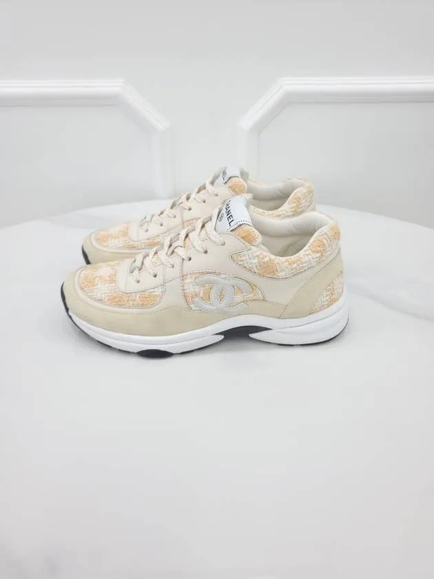 CC logo tweed sneakers orange 38 5 G38299 Chanel Ann Taylor Sneakers
